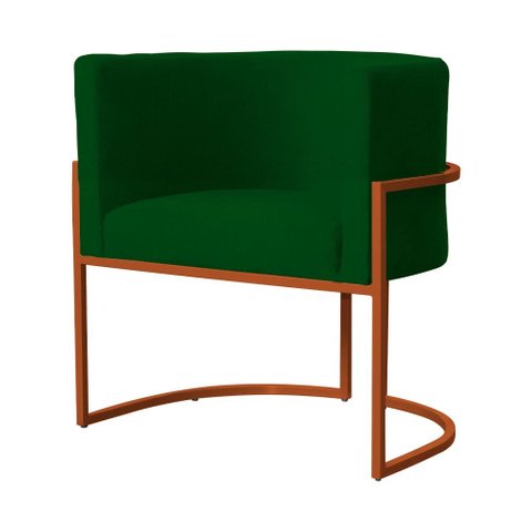 Poltrona Decorativa Luana Suede Verde Base Metálica Cobre - Belliv Decor