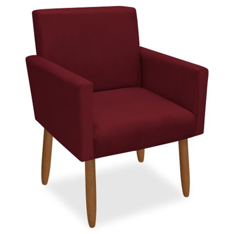 Poltrona Decorativa Nina Pés Palito Veludo Vermelho Chamby Móveis