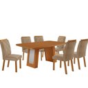 Ver imagem 4 de Conjunto de Jantar Carolina 6 Lugares Tampo MDF Cadeiras Estofadas Off White 180cm Moderna