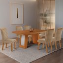 Ver imagem 1 de Conjunto de Jantar Carolina 6 Lugares Tampo MDF Cadeiras Estofadas Off White 180cm Moderna