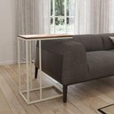 Ver imagem 1 de Mesa Lateral Industrial Elena Tampo Amendoa Base Ferro Off White - Cor: Branco