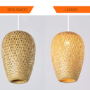 Ver imagem 5 de Luminária Pendente Rústica Acabamento em Bambu Artesanal