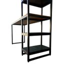 Ver imagem 5 de Conjunto Mesa e Estante Lateral Estilo Industrial Cores Preta e Imbuia