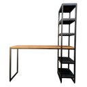 Ver imagem 1 de Conjunto Mesa e Estante Lateral Estilo Industrial Cores Preta e Imbuia