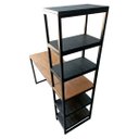 Ver imagem 6 de Conjunto Mesa e Estante Lateral Estilo Industrial Cores Preta e Imbuia