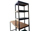 Ver imagem 4 de Conjunto Mesa e Estante Lateral Estilo Industrial Cores Preta e Imbuia