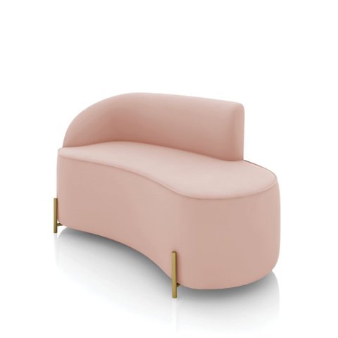 Sofá 2 Lugares Orgânico 140cm Pé Dourado Morgan Veludo Rosê D03 - D’Rossi