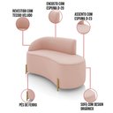Ver imagem 3 de Sofá 2 Lugares Orgânico 140cm Pé Dourado Morgan Veludo Rosê D03 - D’Rossi