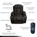 Ver imagem 4 de Poltrona do Papai Reclinável Manual com Massagem e Balanço Giratória Austin Pu Marrom - Gran