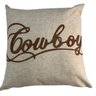 Capa de Almofada em Linho Country Aplique em Couro 50x50cm - Escrita - 1