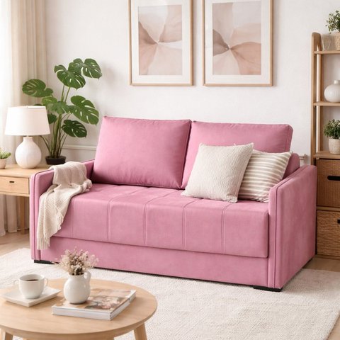 Sofá Cama para Sala de Estar Casal 154cm Veludo Isis