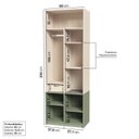 Ver imagem 3 de Guarda Roupa 2 Portas com Nichos e 1 Gaveta Curió Casatema MadeiraOriginals Natural/Verde