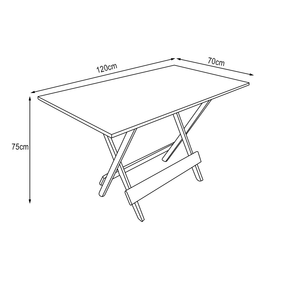 Conjunto de Mesa 1,20x70 e Mesa Aparador Dobrável com 6 Cadeiras - Mel - 6