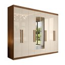 Ver imagem 3 de Guarda-roupa Casal Monte 8 Portas 4 Gavetas 100% Mdf com Espelho Cinamomo/off White - Pnr Móveis