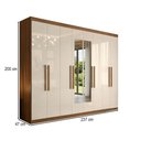 Ver imagem 4 de Guarda-roupa Casal Monte 8 Portas 4 Gavetas 100% Mdf com Espelho Cinamomo/off White - Pnr Móveis