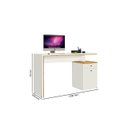 Ver imagem 3 de Mesa / Escrivaninha Off Para Escritório Moderna Com Gaveta e Porta Cor Nature/Off White JA