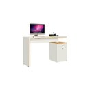 Ver imagem 2 de Mesa / Escrivaninha Off Para Escritório Moderna Com Gaveta e Porta Cor Nature/Off White JA