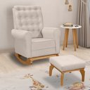 Ver imagem 2 de Poltrona de Amamentação e Descanso Paris com Base Balanço e Puff Veludo Bege - Desk Design