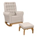Ver imagem 1 de Poltrona de Amamentação e Descanso Paris com Base Balanço e Puff Veludo Bege - Desk Design