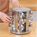 Ver mais imagens de Porta Condimentos Giratório 12 Potes em Vidro e Inox Organizador de Temperos