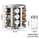 Ver imagem 3 de Porta Condimentos Giratório 12 Potes em Vidro e Inox Organizador de Temperos