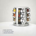 Ver imagem 2 de Porta Condimentos Giratório 12 Potes em Vidro e Inox Organizador de Temperos
