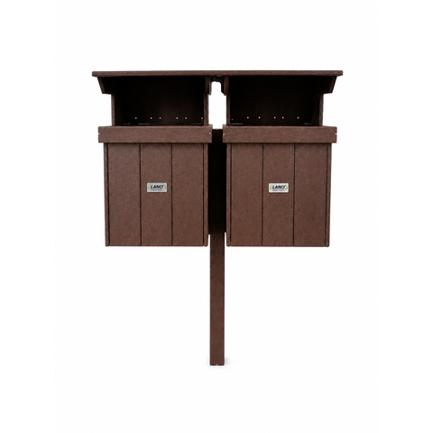 Lixeira Dupla Quadrada com Tampa em Madeira Plástica 64 LITROS150CM Lanci / Lc-22 Ct