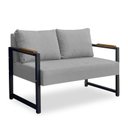 Ver imagem 1 de Poltrona 02 Lugares Namoradeira Ferro Estilo Industrial Ipanema - Linho Cinza