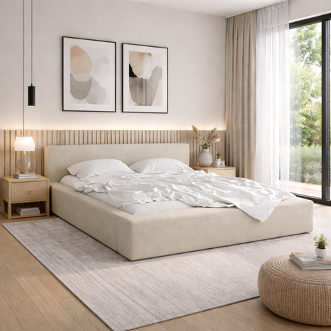 Cama Estofada Siena Tamanho de Casal com Design Moderno Luxo