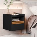 Ver imagem 2 de Mesa Cabeceira Suspensa Quarto Minerva - Preto C/ Cedro