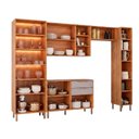 Ver imagem 5 de Cozinha Modulada 5 Peças Brilhante com 1 Cristaleira 1 Balcão 2 Armários Aéreos e 1 Torre Bege/Cinamomo/Platina
