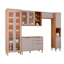 Ver imagem 2 de Cozinha Modulada 5 Peças Brilhante com 1 Cristaleira 1 Balcão 2 Armários Aéreos e 1 Torre Bege/Cinamomo/Platina