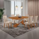 Ver imagem 1 de Mesa de Jantar Yasmin 6 Lugares Retangular MDF 180cm Creme Moderna
