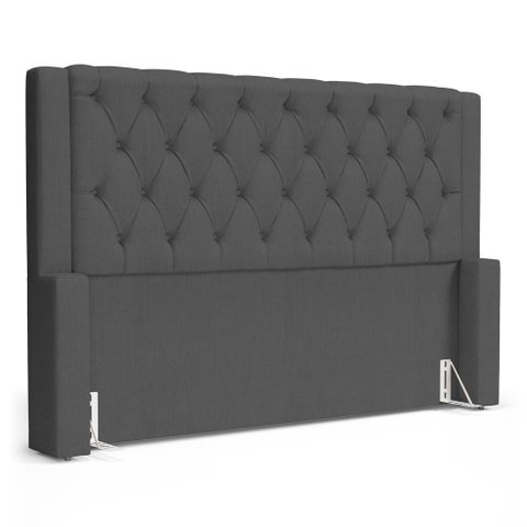 Cabeceira Atena para Cama Box Casal Padrão 140cm Capitonê com Frame Linho Cinza Escuro - Abmaza