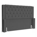 Ver imagem 1 de Cabeceira Atena para Cama Box Casal Padrão 140cm Capitonê com Frame Linho Cinza Escuro - Abmaza