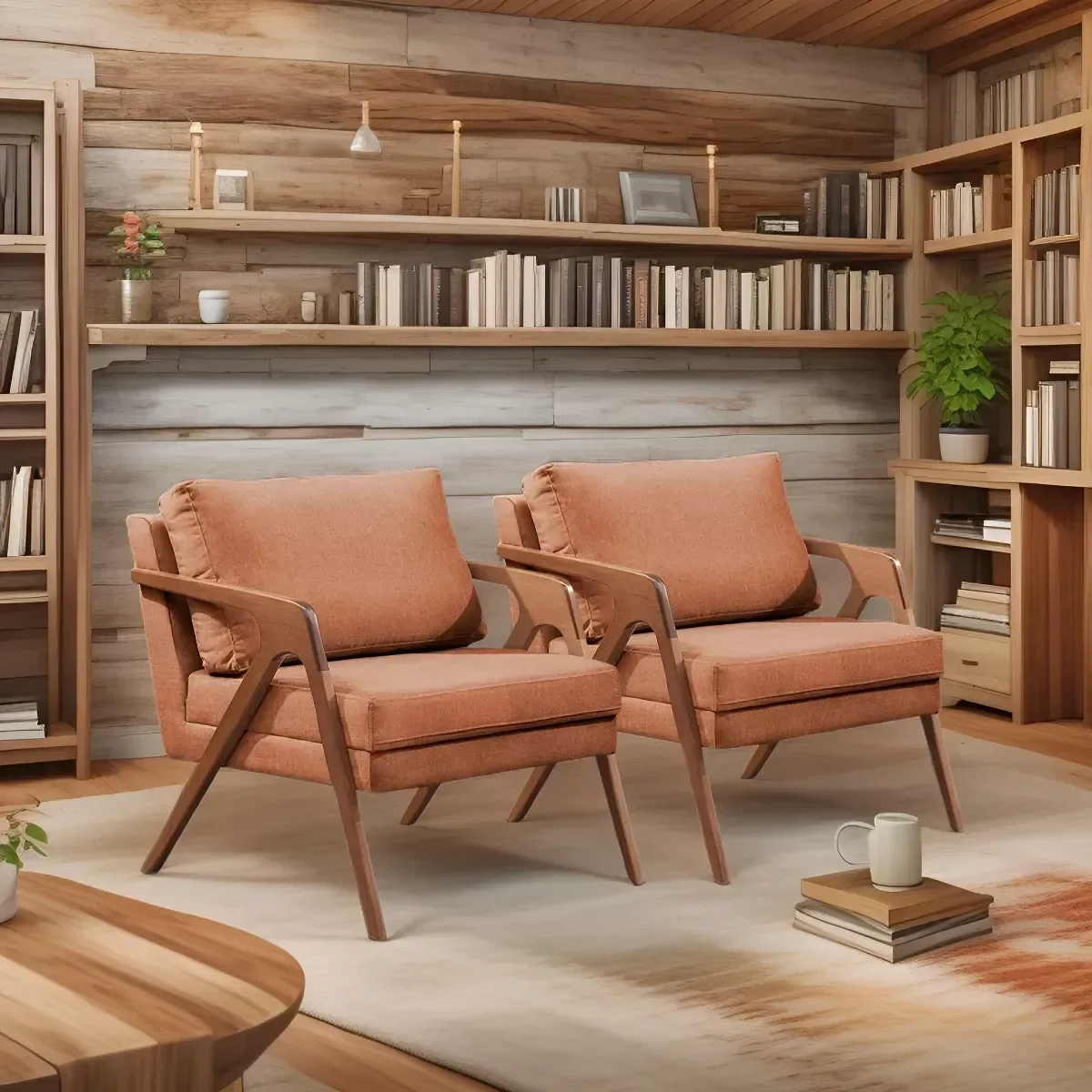 Kit 2 Cadeiras Decorativa Salas Estofada Poltrona Escritório:terracota - 1