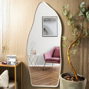 Ver imagem 2 de Espelho Grande Corpo Inteiro com Moldura Metal Orgânico Decorativo 170x70cm Luxo