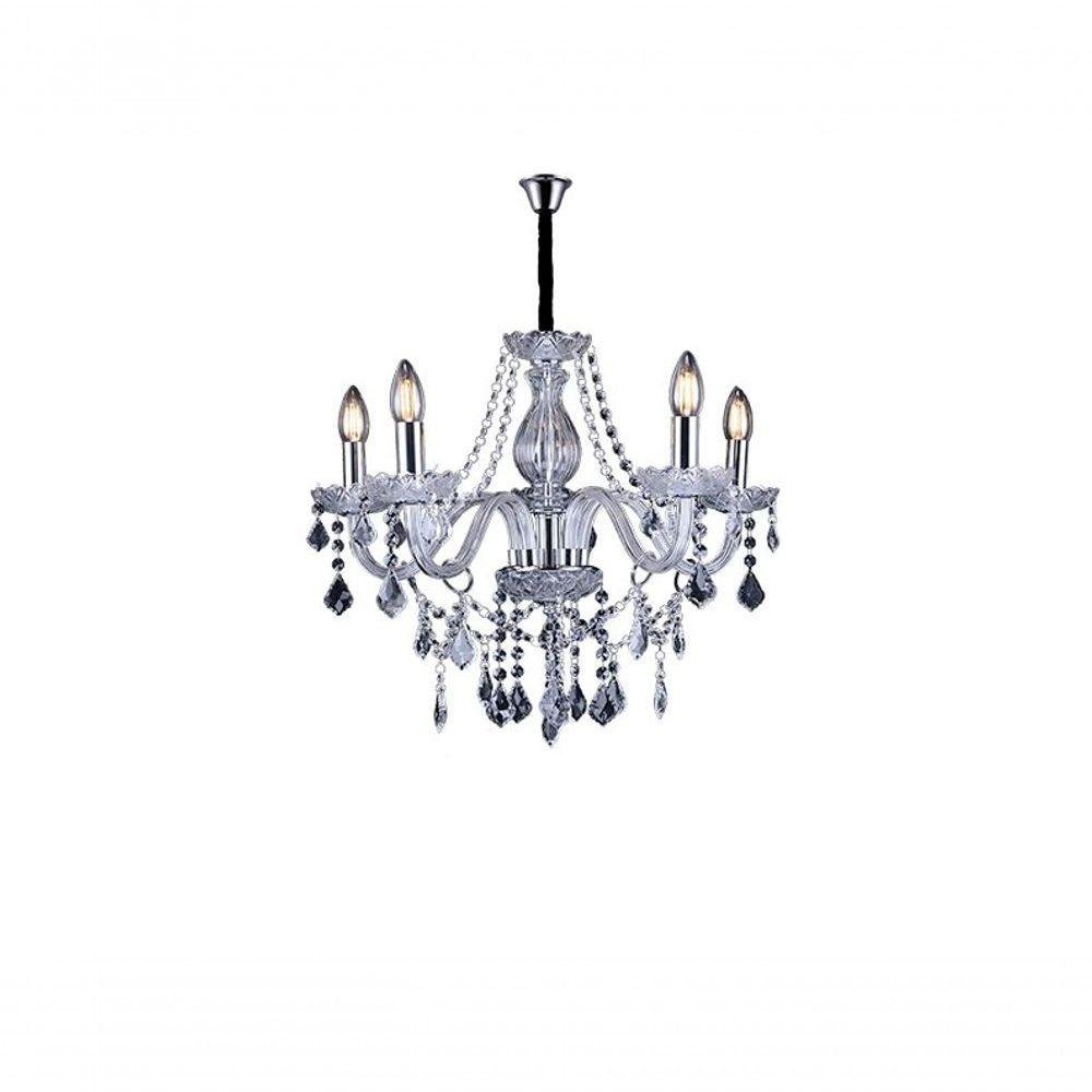 Lustre Glam Maria Tereza Transparente 5 Braços E14 Taschibra ...