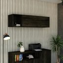 Ver imagem 2 de Armário Aéreo com Nicho e Porta Basculante 35x135x35cm Wlnp135 Carvalho Dark - Preto