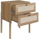 Ver imagem 3 de Cabeceira Solteiro 90cm e 1 Mesa Lateral 2 Gavetas Madeira Moss A03 Hanover Roble