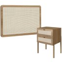 Ver imagem 1 de Cabeceira Solteiro 90cm e 1 Mesa Lateral 2 Gavetas Madeira Moss A03 Hanover Roble