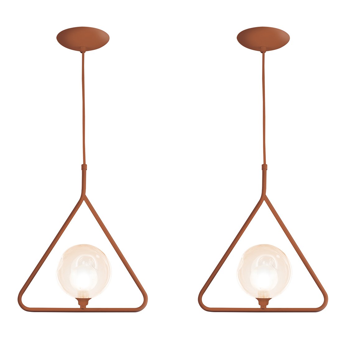 Kit 2 Luminária Pendente Aro Triangulo Cobre Harmony Ambar MadeiraMadeira