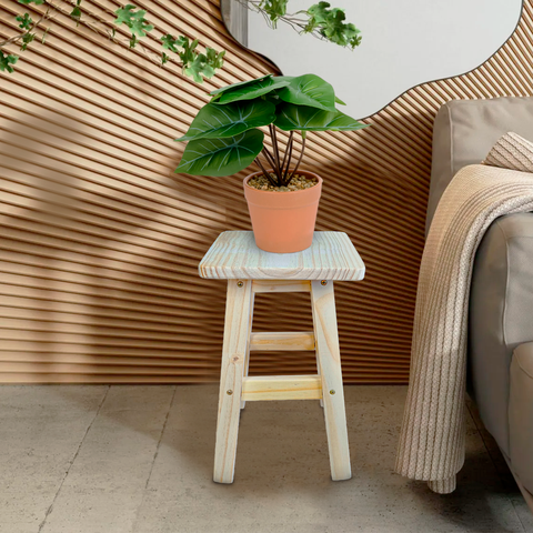 Banqueta Banco Banquinho Baixo de Madeira Maciça Pinus sem Pintura Quadrada Cadeirinha Infantil