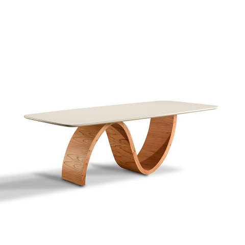 Mesa de Jantar Copenhague 220cm x 110cm com Vidro Off White