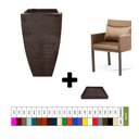 Ver imagem 1 de Kit Vaso Planta + Prato 90x45 Moderno Trapézio Polietileno BGPLASTICOS AZUL ESCURO 013