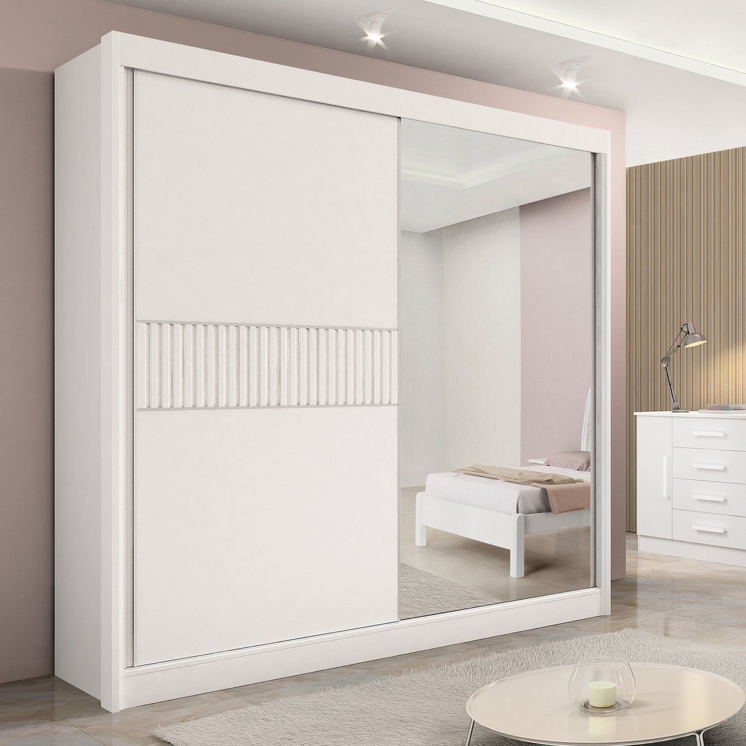 Guarda-roupa Casal 2 Portas 6 Gavetas 100% Mdf Coliseu Ripado