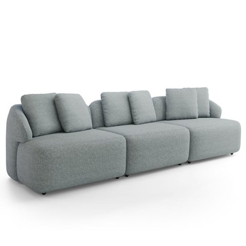 Sofá 3 Lugares para Sala de Estar Living 234cm Arlo F04 Linho Cinza - Lyam Decor