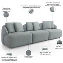 Ver imagem 4 de Sofá 3 Lugares para Sala de Estar Living 234cm Arlo F04 Linho Cinza - Lyam Decor