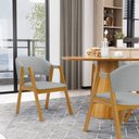 Ver imagem 2 de Kit com 4 Cadeiras Leticia Madeira Maciça Estofada para Mesa de Jantar Linho Cinza 407