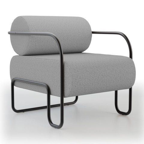 Poltrona Decorativa Orgânica Living Miska Linho Cinza - Desk Design